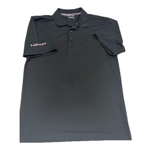 HEAD Men's Black Short Sleeve Polo Golf Tennis Sport Athletic Shirt Size Small